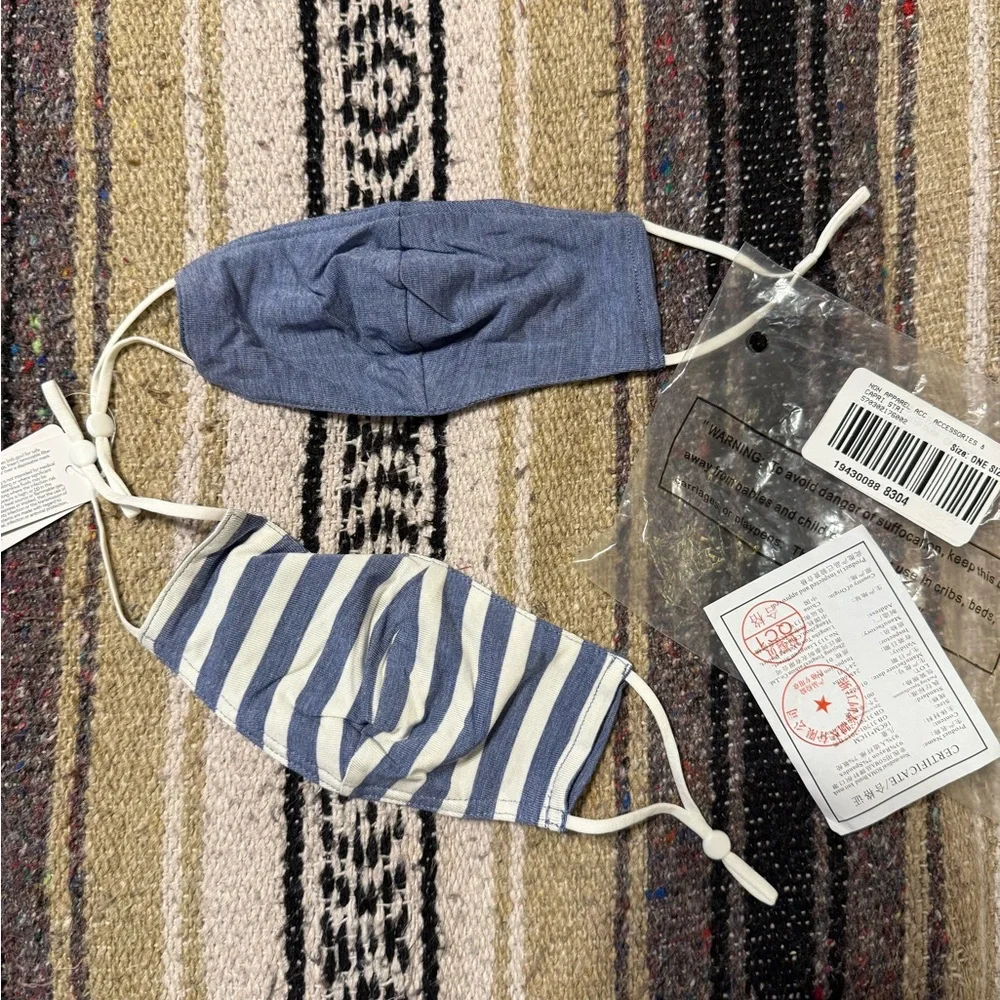 Soma Kids Striped and Solid Blue Face Masks